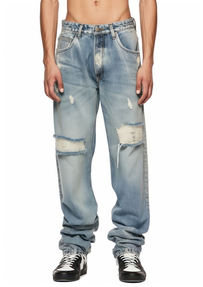 Low-rise jeans with five pockets denim pants midsection.