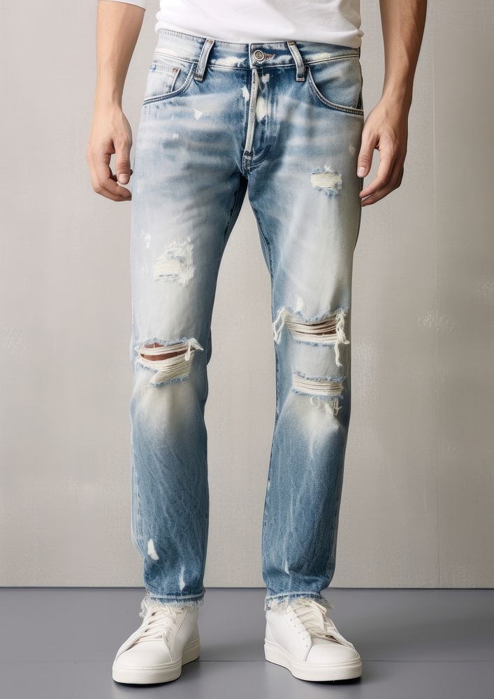 Low-rise jeans with five pockets denim pants trousers.