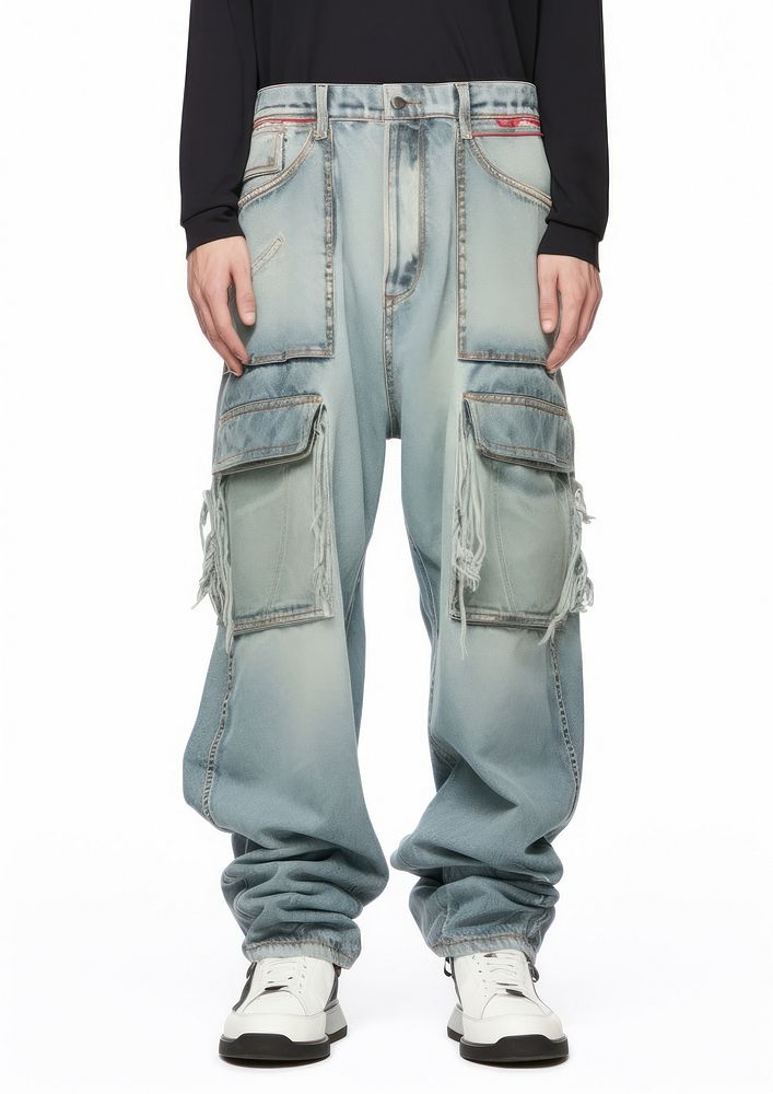 Mid-rise jeans with front pockets and back patch pockets footwear denim pants.