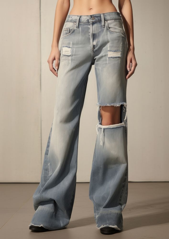 Mid-rise jeans with front pockets and back patch pockets denim pants trousers.