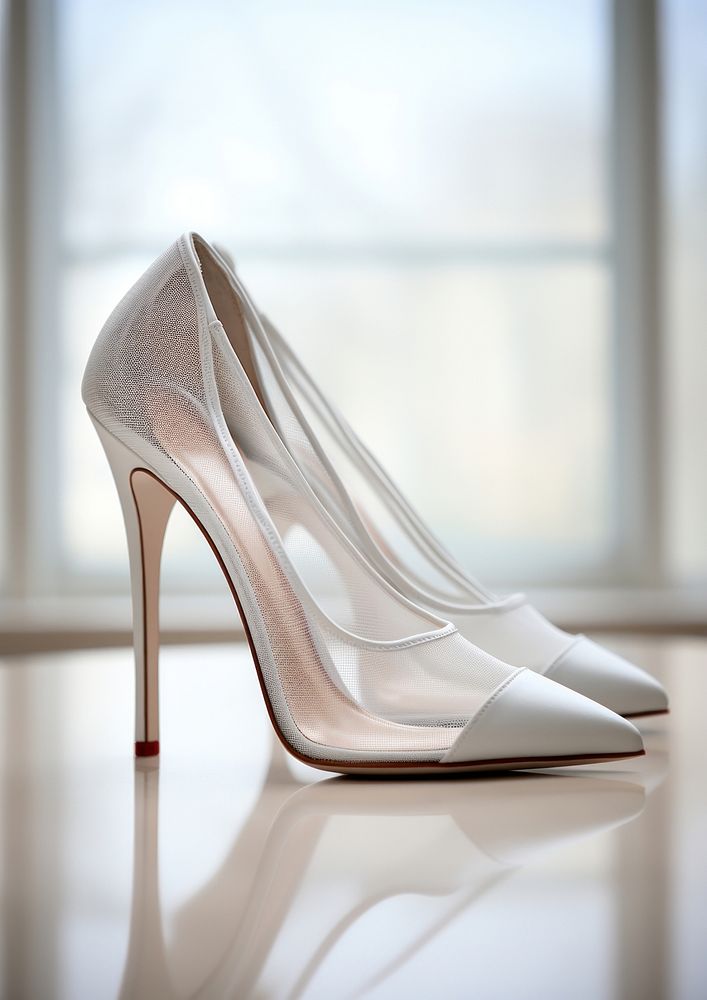 Shoe footwear white heel.