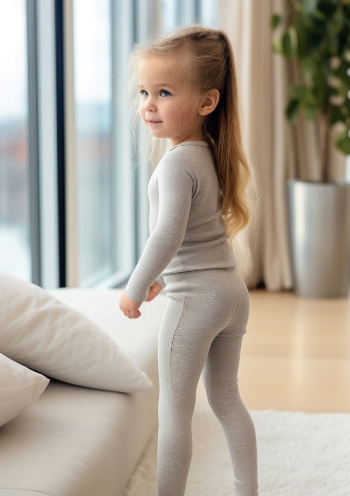 Knit cashmere kid leggings child anticipation hairstyle.
