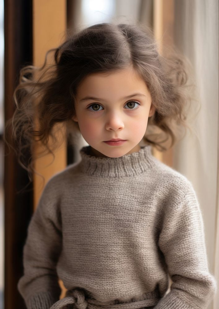 Kid wearing knit cashmere kid dress portrait sweater child.