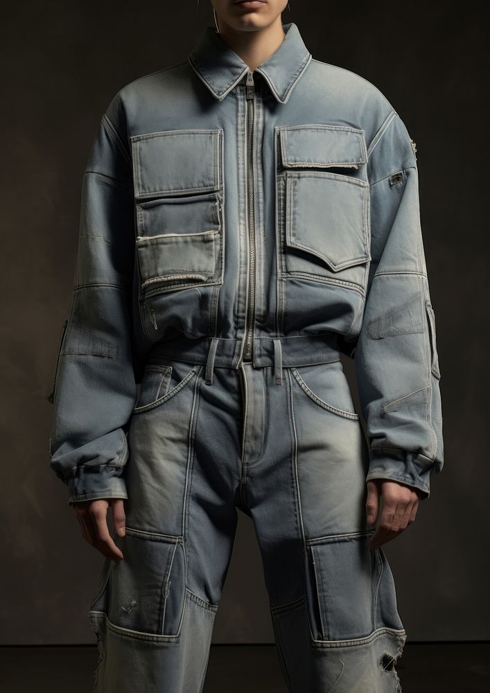 Mid-rise woman jeans with back pockets and back patch pockets jacket denim outerwear.