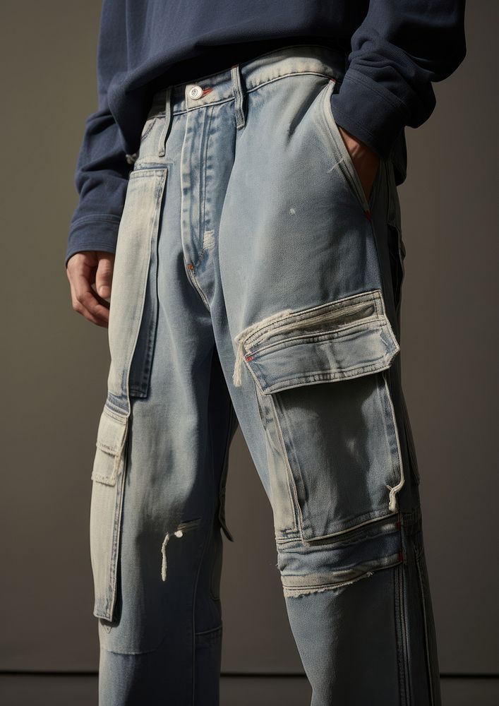 Mid-rise jeans with front pockets and back patch pockets denim pants outerwear.