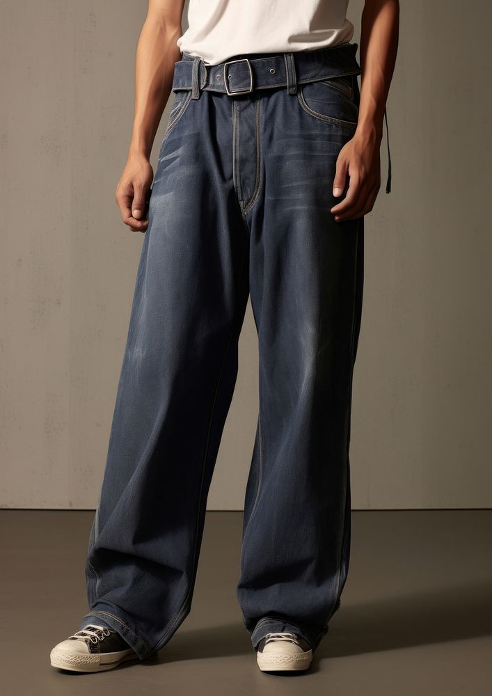 Mid-rise rigid jeans with a five-pocket design denim pants adult.