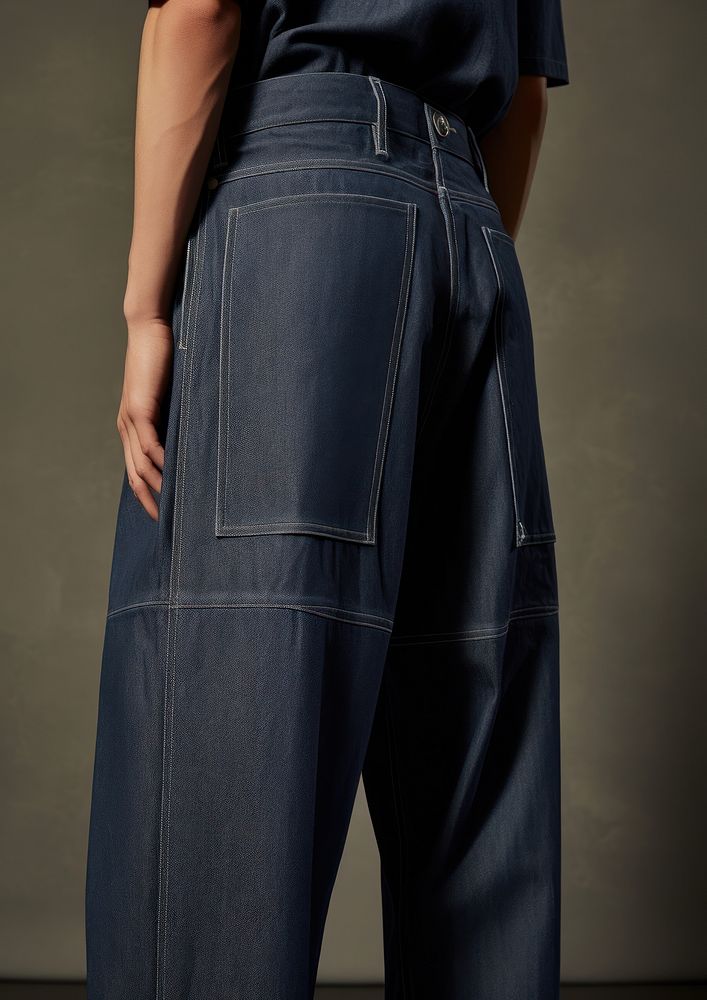 Mid-rise rigid jeans with a five-pocket design denim pants trousers.
