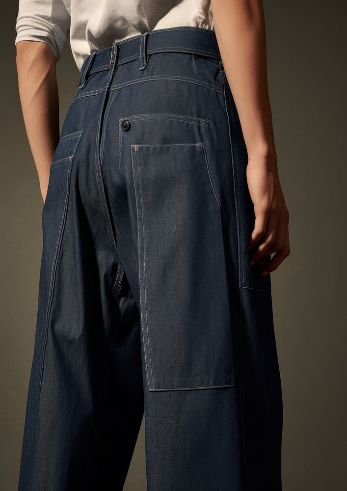 Mid-rise rigid jeans with a five-pocket design denim pants adult.