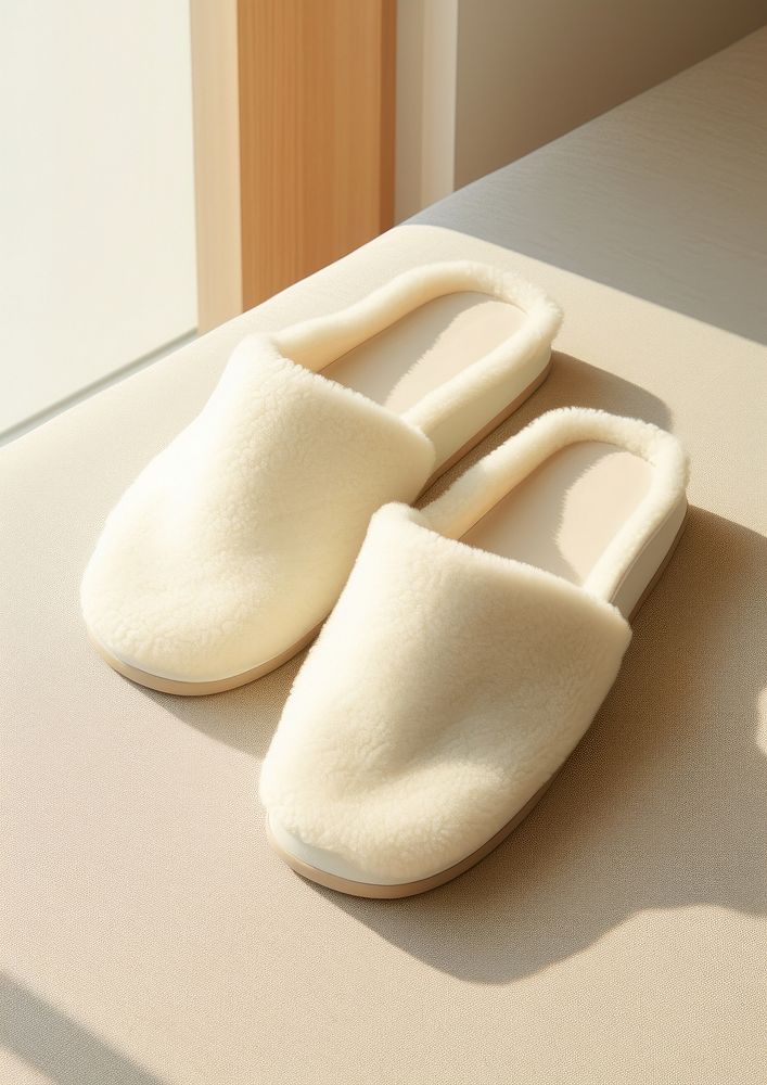Slingback house slippers made of ecru terry fabric with contrast trim top shoe furniture clothing.
