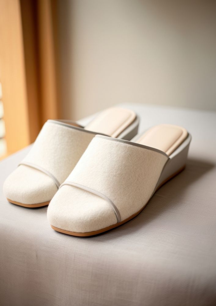 Slingback house slippers made of ecru terry fabric with contrast trim top footwear shoe electronics.