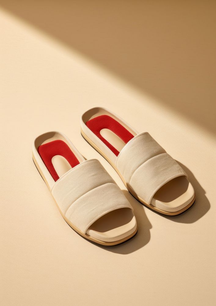 Slingback house slippers made of ecru terry fabric with contrast trim top footwear shoe flip-flops.