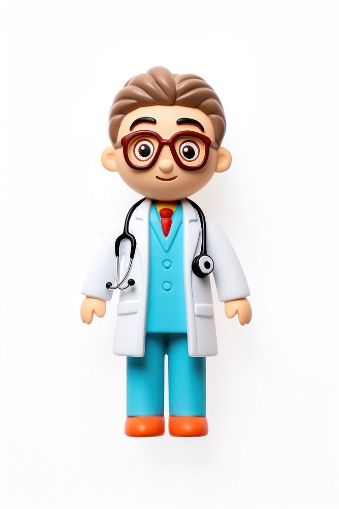 Doctor toy white background anthropomorphic.