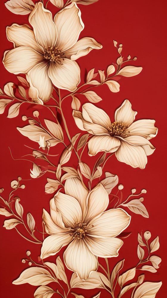 Vintage wallpaper flower pattern plant.