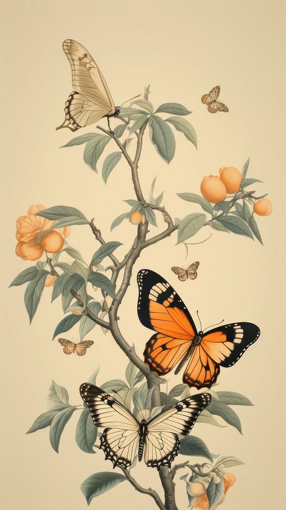 Vintage drawing of butterfly sketch animal insect.