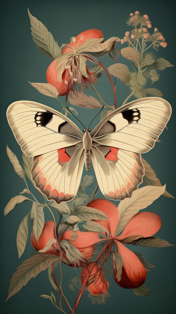 Vintage drawing of butterfly pattern animal insect.