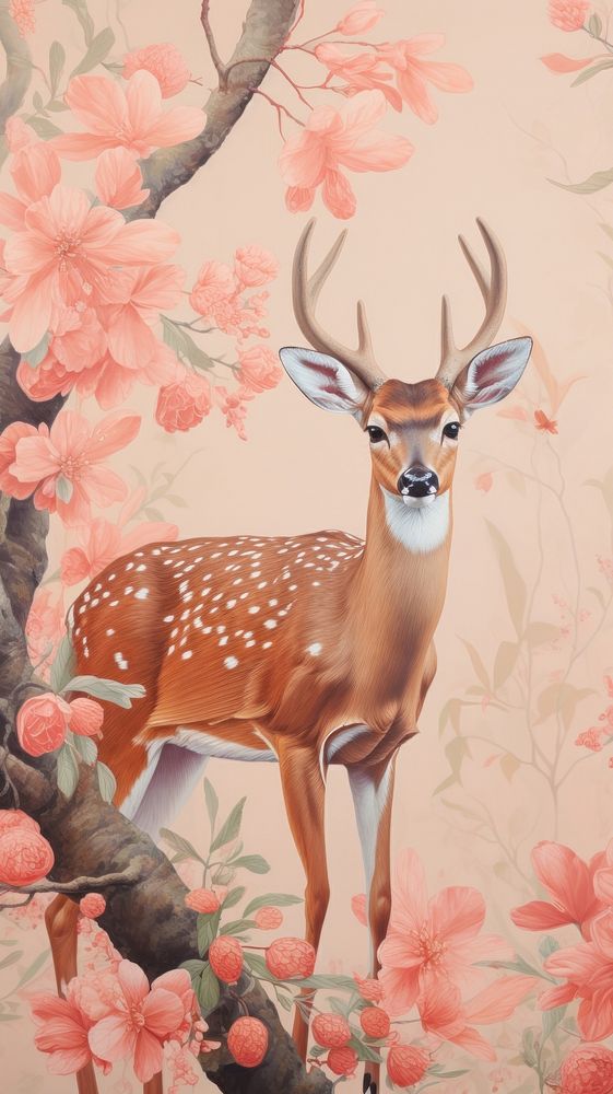 Drawing of deer wallpaper wildlife painting.