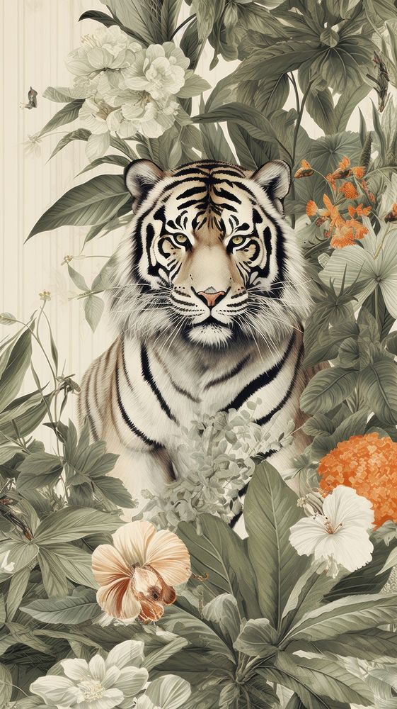 Wallpaper pattern tiger wildlife animal.