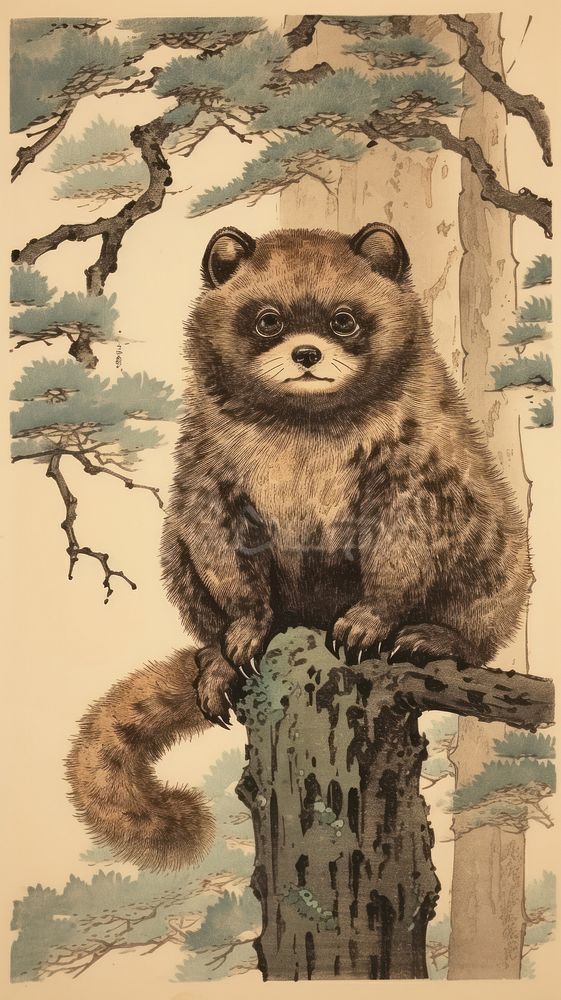 Traditional japanese tanuki wildlife raccoon animal.