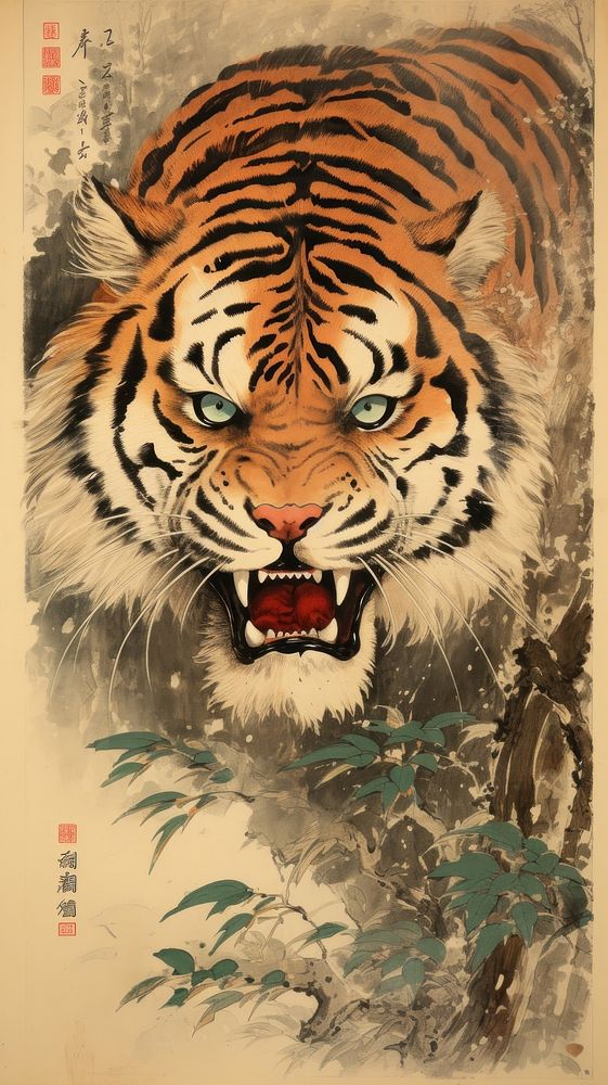 Traditional japanese tiger animal mammal representation.