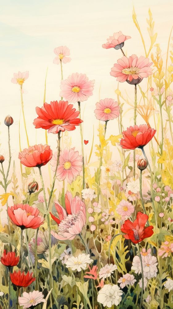 Summer flower meadow outdoors painting blossom.