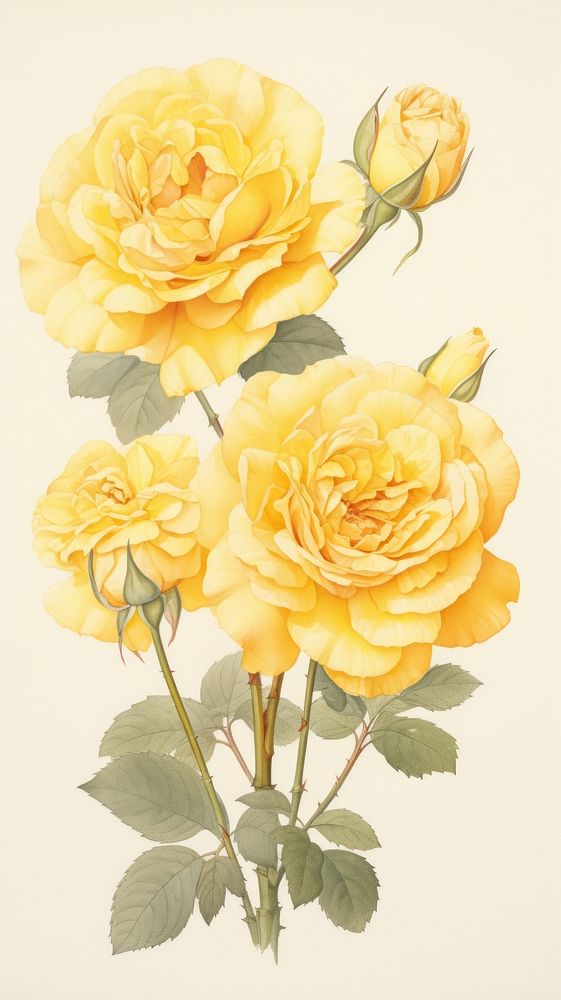Traditional japanese yellow roses flower plant petal.