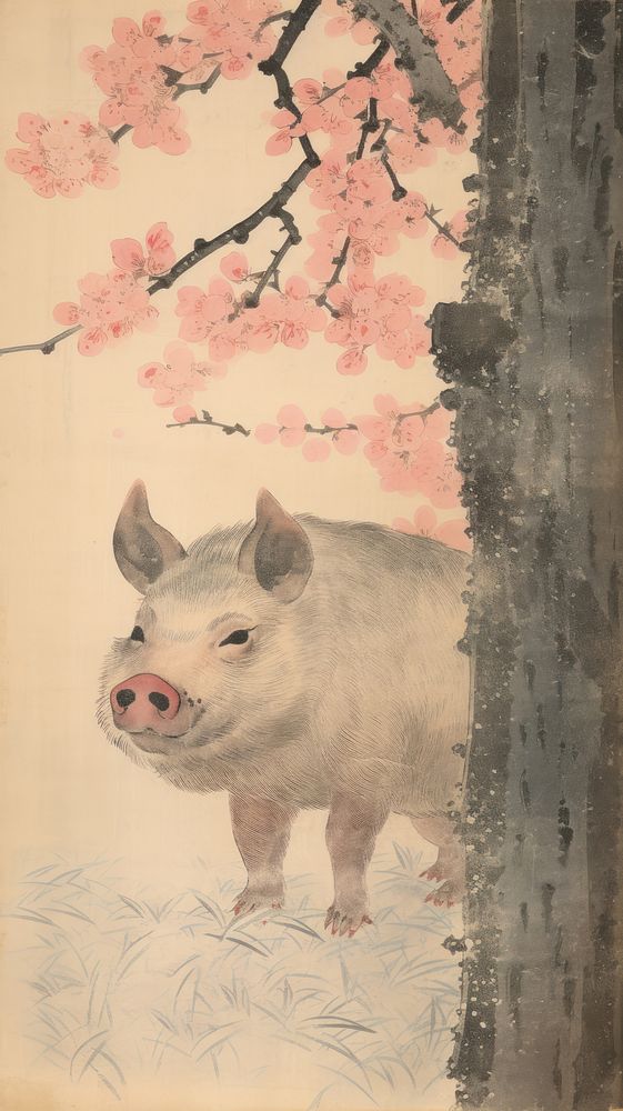 Traditional japanese boar animal mammal plant.