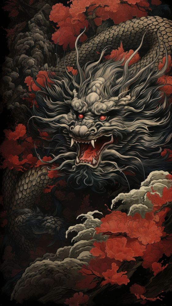 Traditional japanese dragon art representation creativity.