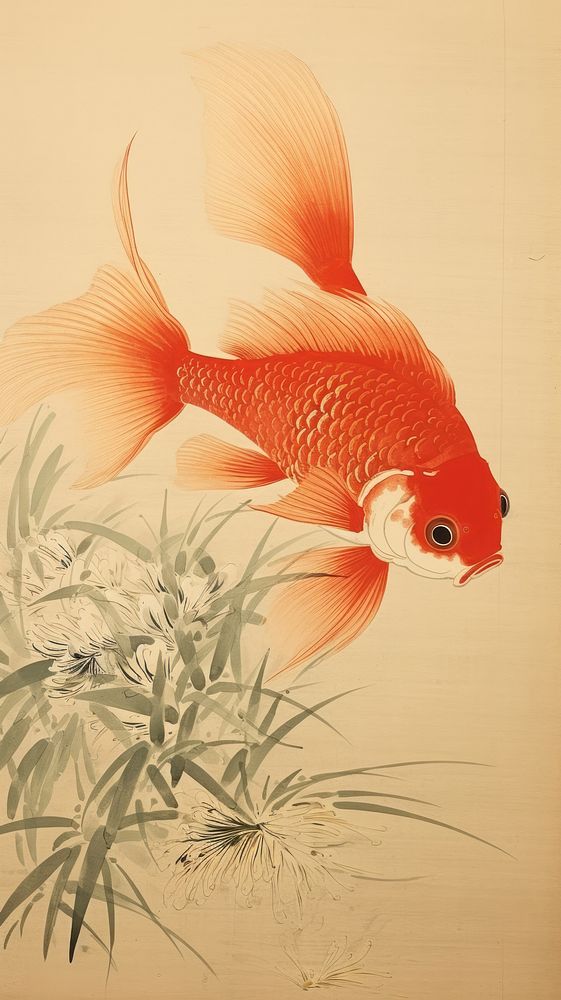 Traditional japanese goldfish animal wildlife aquarium.