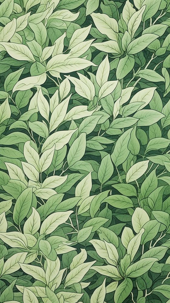 Traditional japanese green leaves pattern nature plant.