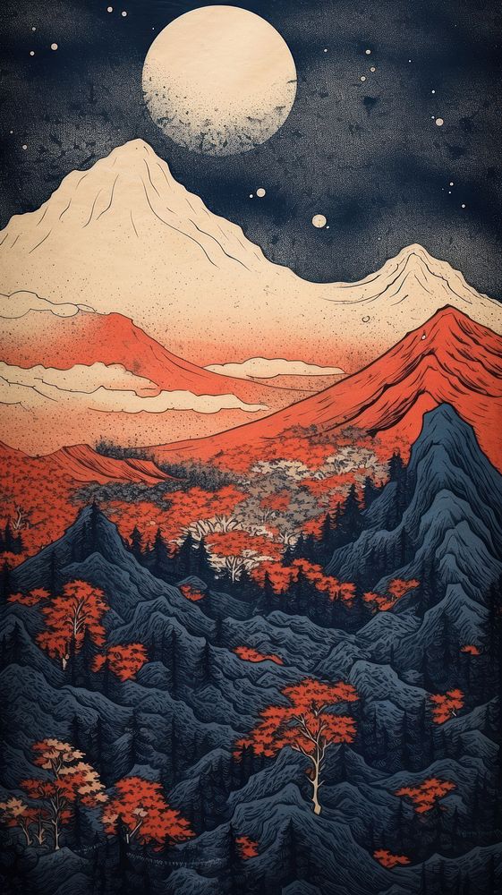 Traditional japanese mountain hills landscape astronomy outdoors.