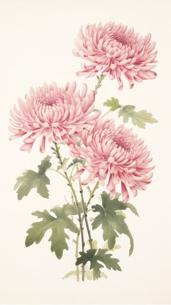 Traditional japanese pink Chrysanthemums chrysanths flower dahlia.