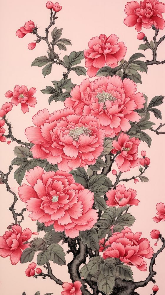 Traditional pink japanese flowers pattern plant petal.