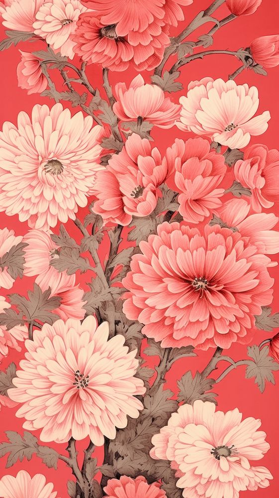 Traditional pink japanese flowers pattern petal plant.