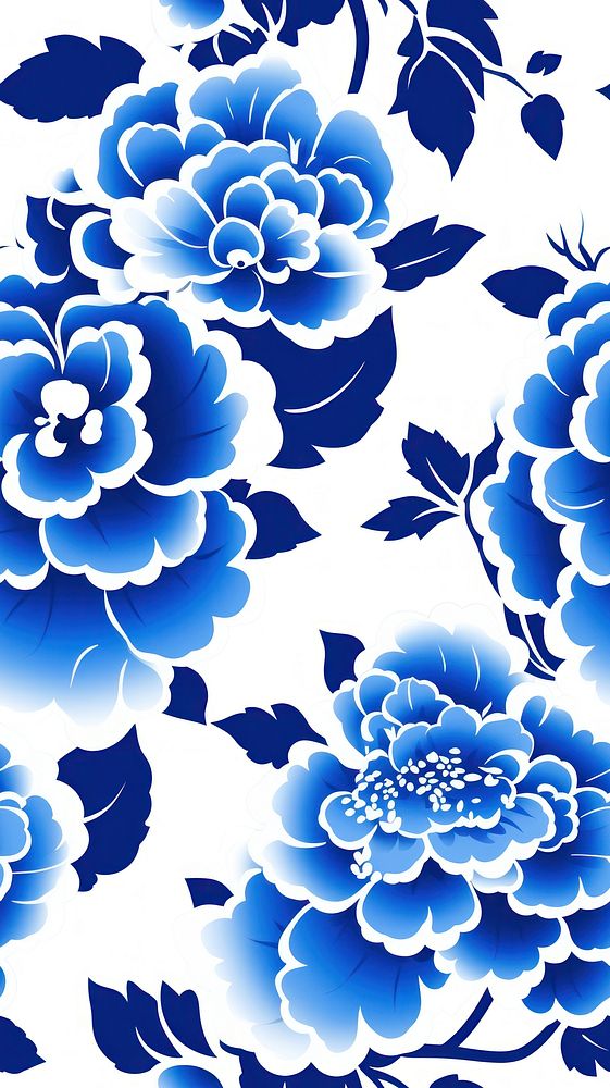 Tile pattern of camelia wallpaper backgrounds white blue.