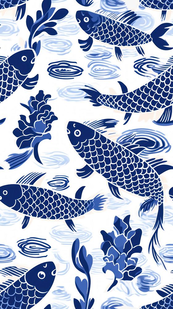 Tile pattern of fish wallpaper backgrounds animal blue.