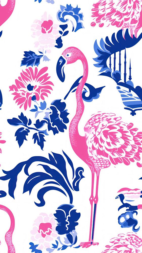 Tile pattern of flamingo wallpaper art backgrounds blue.