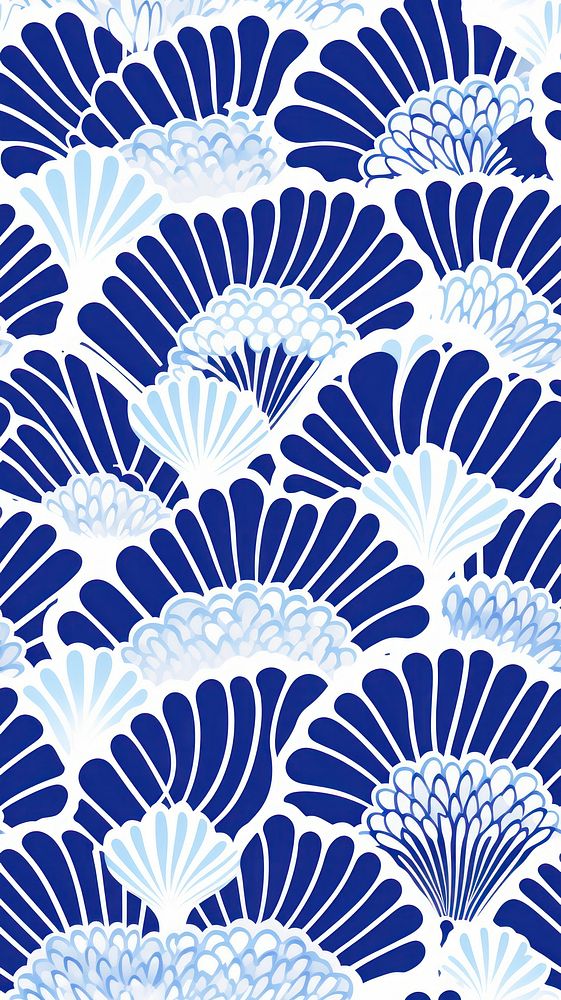 Tile pattern of shell wallpaper art backgrounds blue.