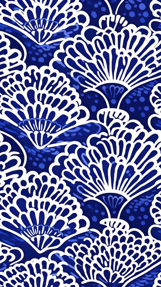 Tile pattern of shell wallpaper art backgrounds blue.