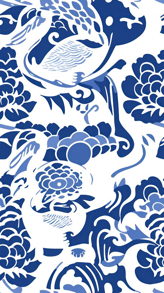 Tile pattern of swan wallpaper art backgrounds blue.