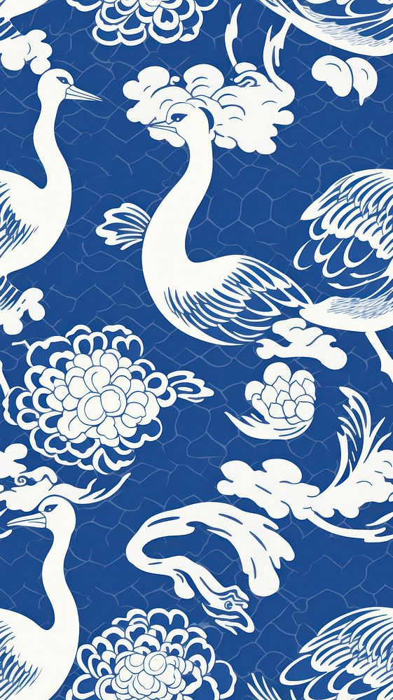 Tile pattern of swan wallpaper art backgrounds blue.