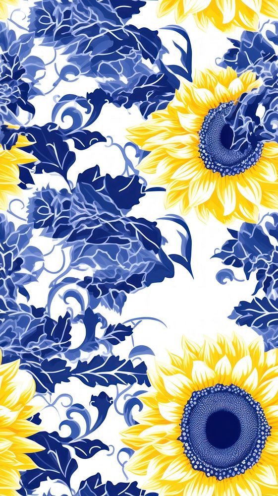 Tile pattern of sunflower wallpaper art backgrounds plant.