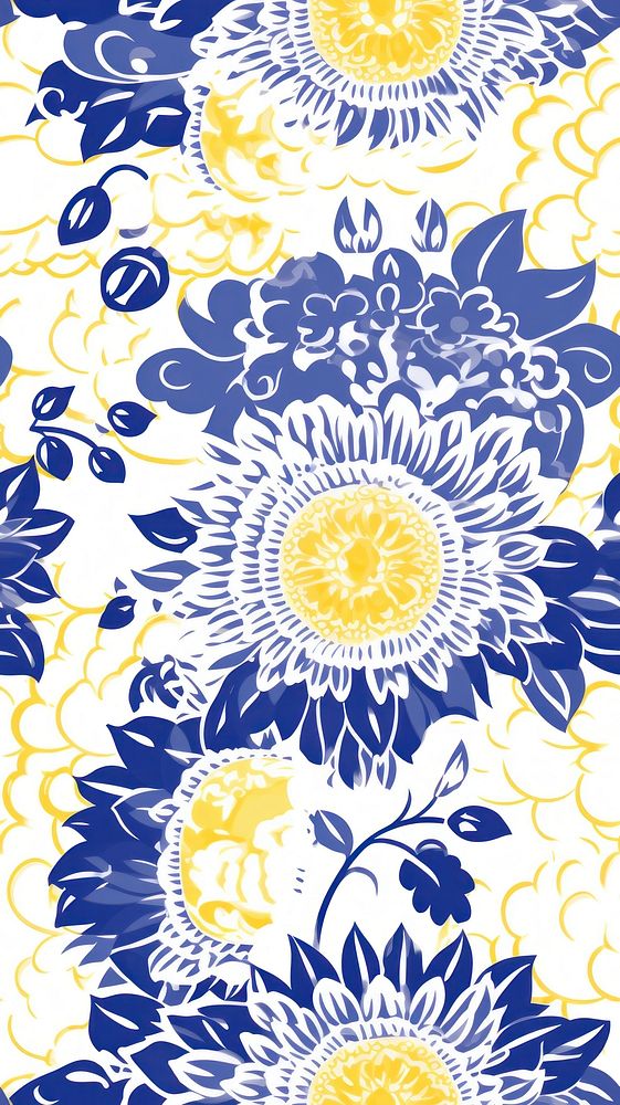Tile pattern of sunflower wallpaper art backgrounds blue.