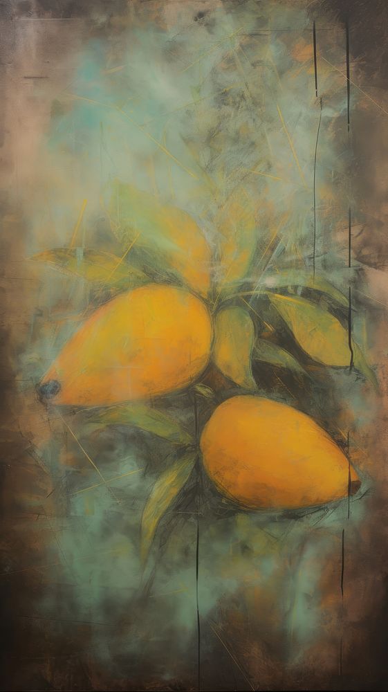 Acrylic paint of mango painting plant fruit.