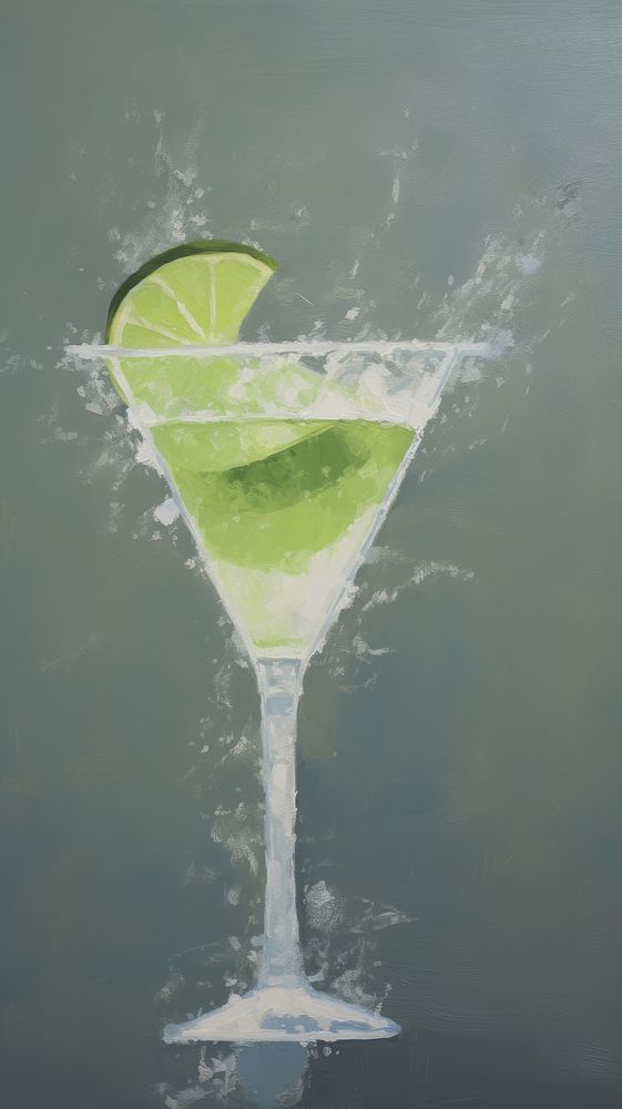 Acrylic paint of Margarita cocktail margarita martini drink.