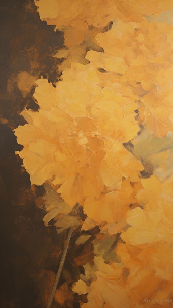 Acrylic paint of Marigold painting plant leaf.
