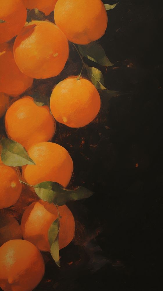 Acrylic paint of orange fruits plant food backgrounds.