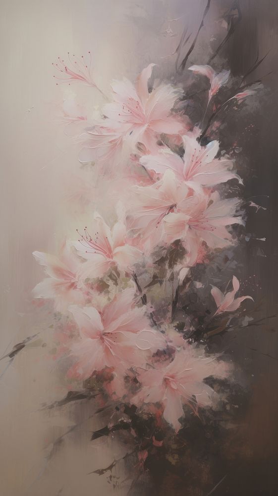 Acrylic paint of Azalea painting blossom flower.