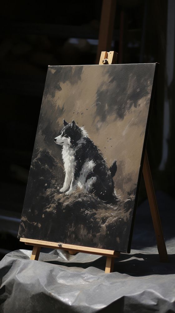 Acrylic paint of akita painting animal mammal.