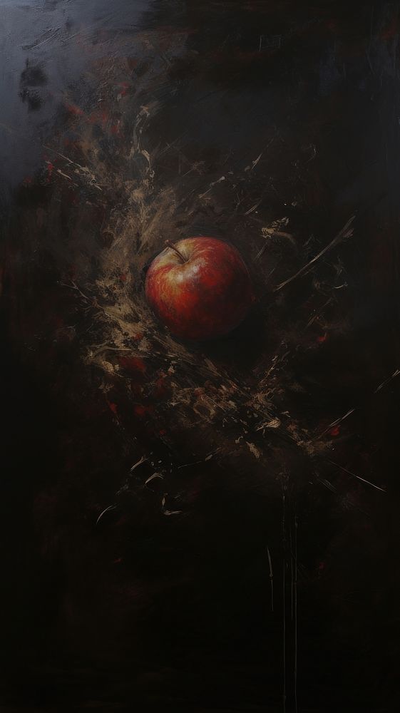 Acrylic paint of apple painting freshness darkness.
