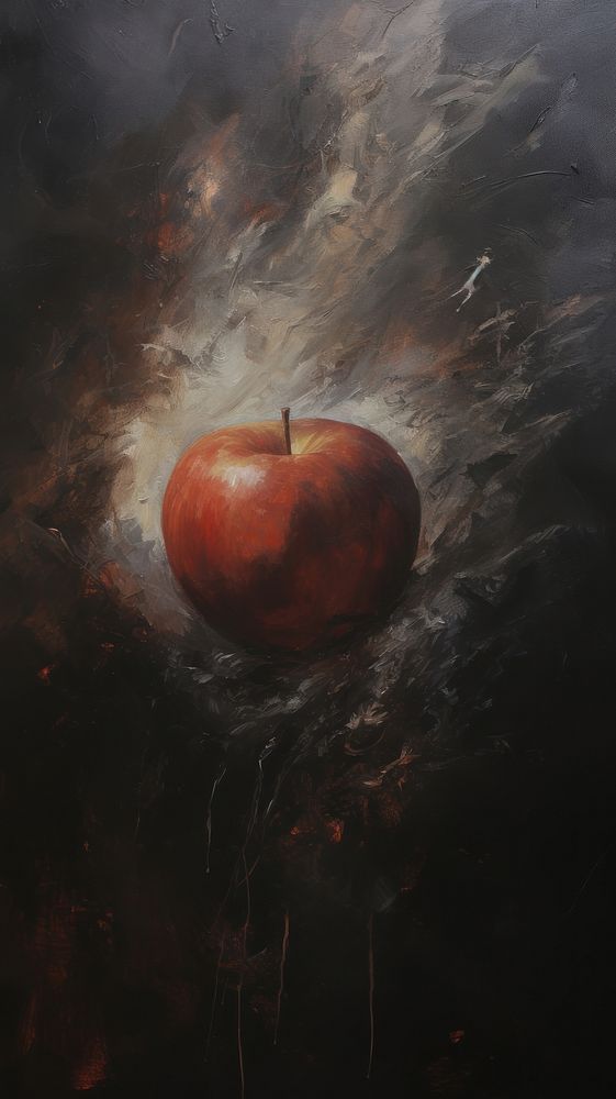 Acrylic paint of apple painting food freshness.